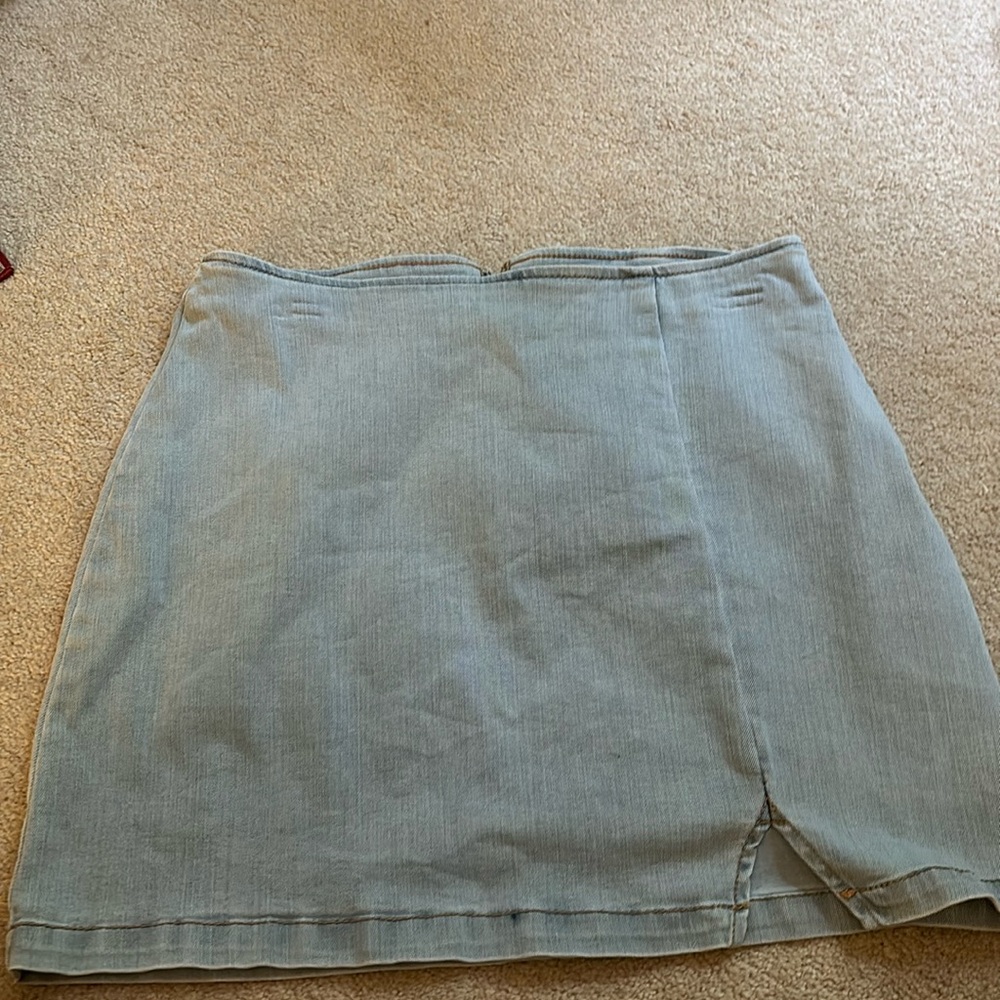 light wash jean skirt